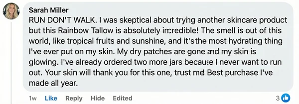 Facebook comment from Sarah Miller: Run don't walk