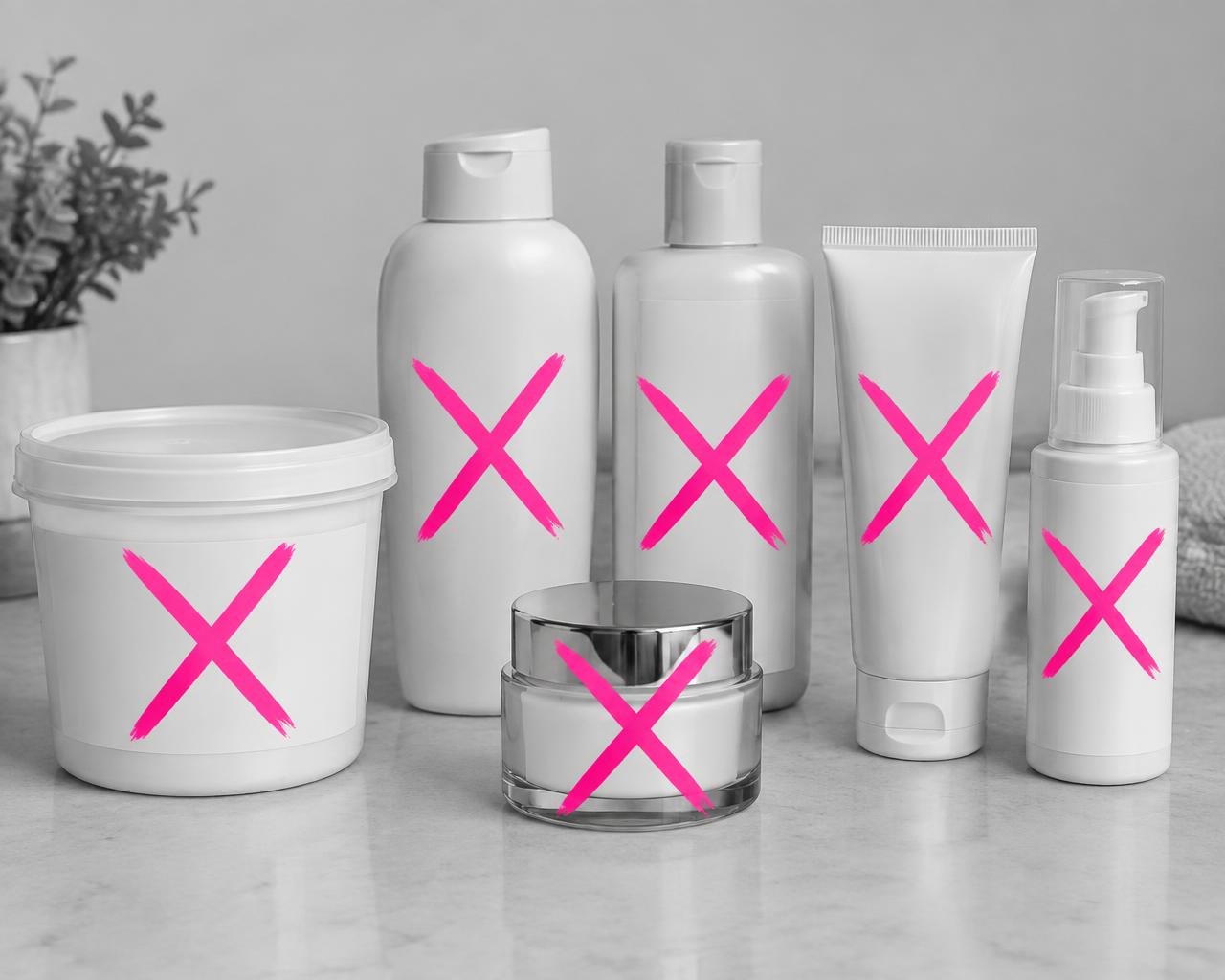 Cheap tallow, lotions and luxury creams crossed out